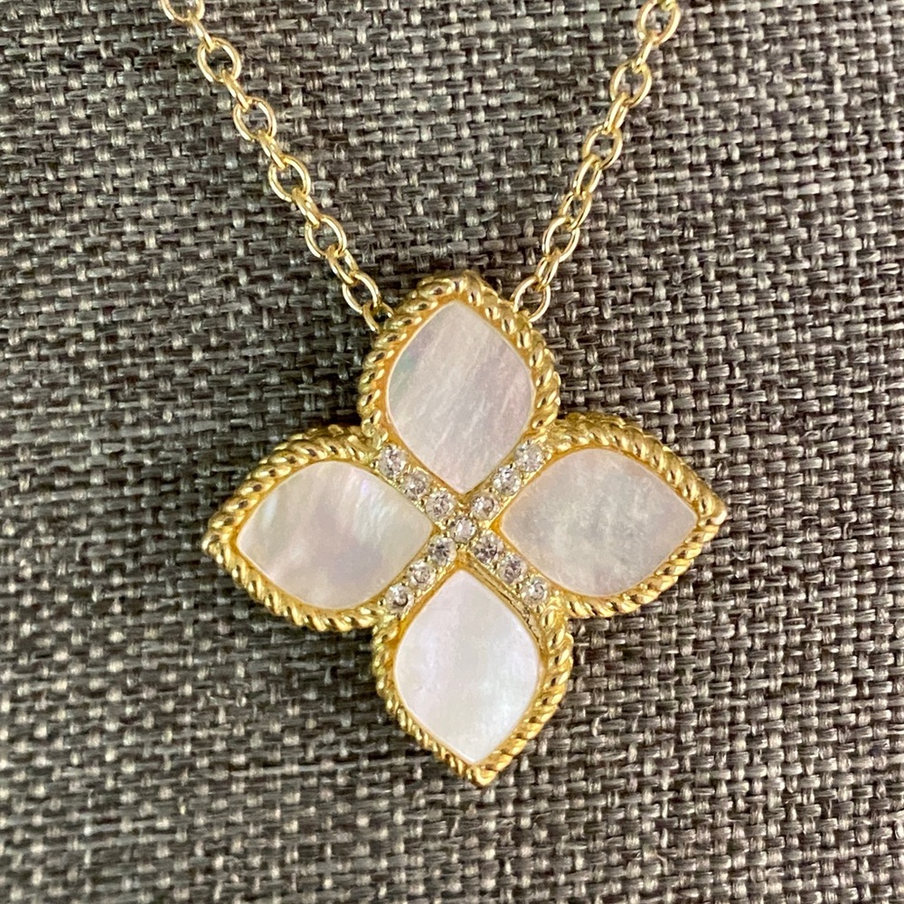 Xanethe Marina Mother of Pearl Clover Necklace | Gold Tone ARTIST CONFIRMED